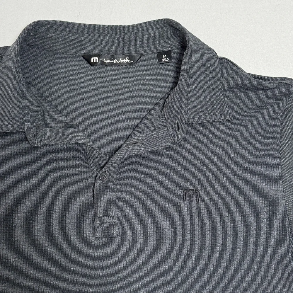 Travis Mathew Men's Polo Shirt - Dark Gray Short Sleeve‎ Collared Sz Medium